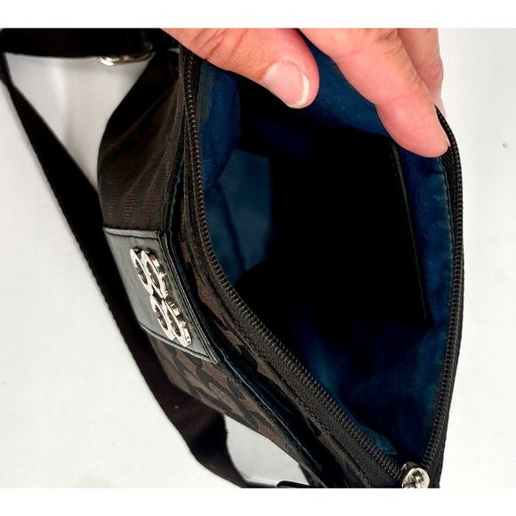 COACH Madison OP Art Signature Logo Black Silver Crossbody Bag Purse - Picture 10 of 12